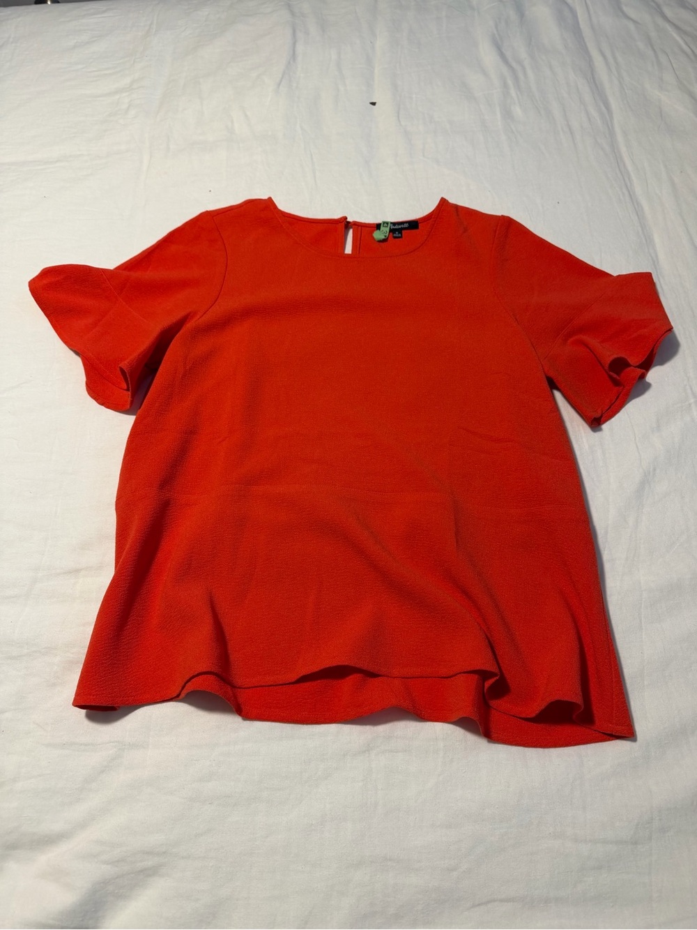 Madewell Vibrant Red Orange Color Short Sleeve Textured Top